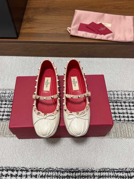 Valentino Garavani Shoes - Valentino Rockstud Mary Jane Ballet Flats